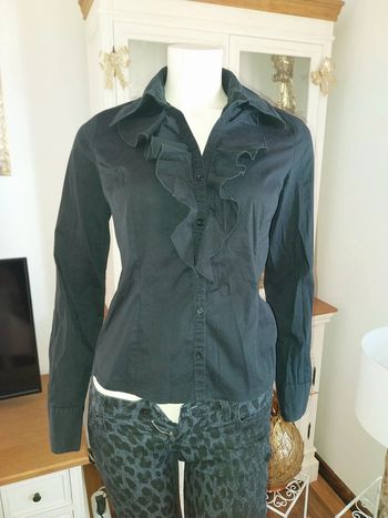 Chemisier/ chemise noir a jabot by État état neuf