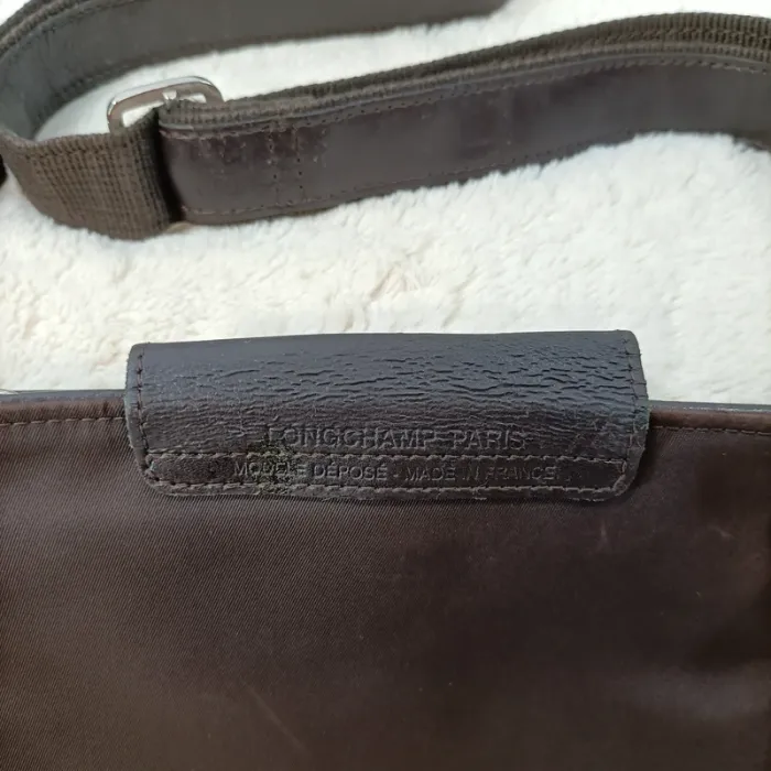 Sac bandoulière marron nylon et cuir – Longchamp Paris S033 - photo numéro 4