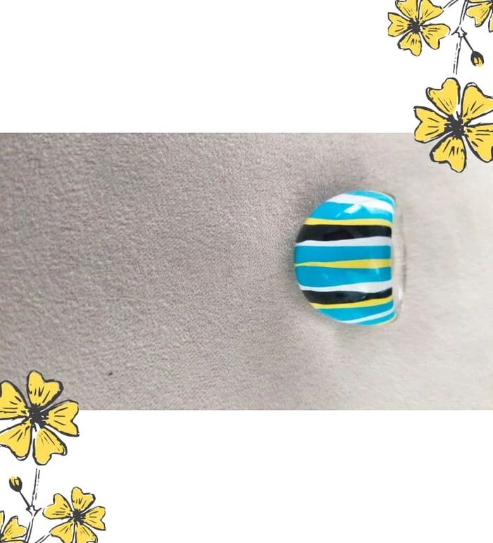 Bague résine rayée – Taille 54 - Collection Brume Bleue - photo numéro 4