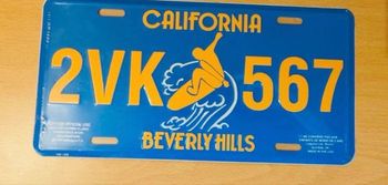 Plaque décorative bleu Vintage California Beverly Hills Surf Style Neuve sous blister 