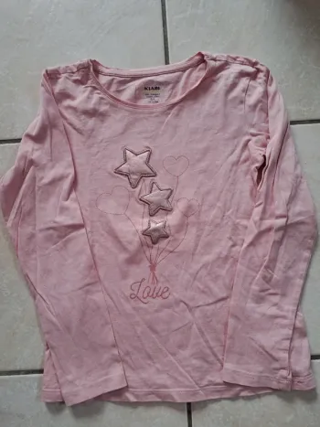 Tee-shirt manches longues rose pâle 8 ans 👧 Kiabi Neuf