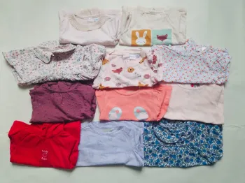 Lot 11 t-shirts manches longues fille 6 mois