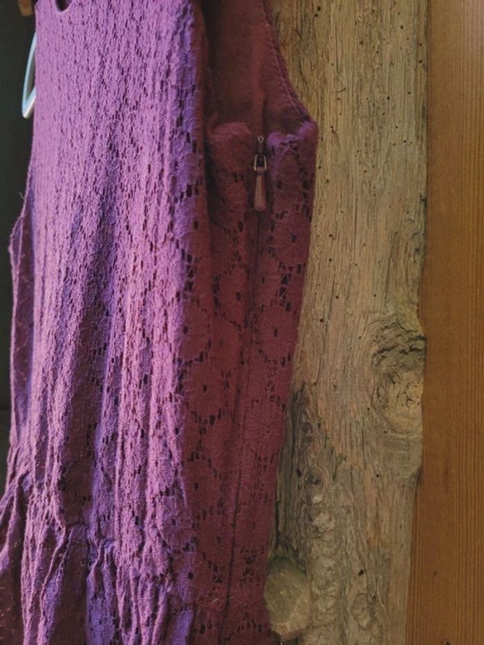 IKKS robe en dentelle bordeaux, XS 12/14 ans, sans manches - photo numéro 8