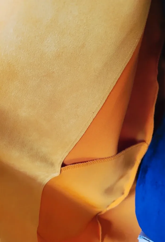 Veste / manteau long daim Zara moutarde - photo numéro 5
