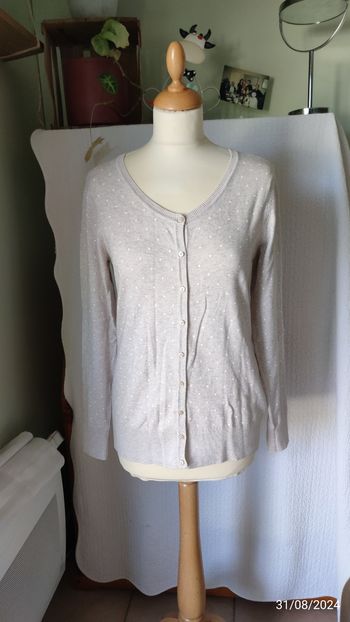 Cardigan beige manches longues