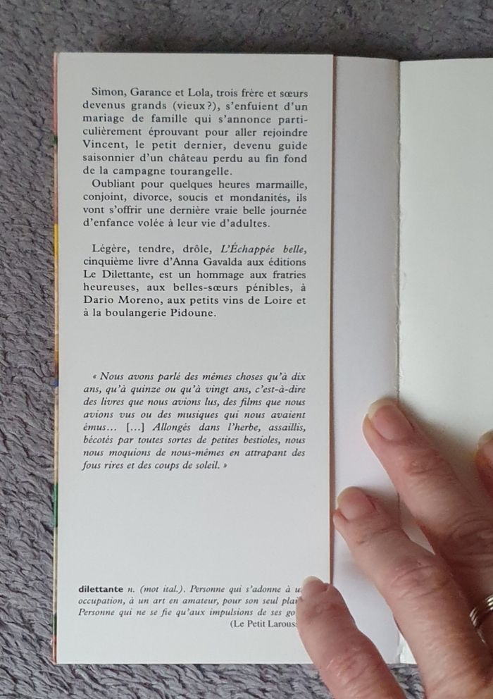 Roman de type Feel good book "L'Échappée belle" / Anna Gavalda aux Éd. La Dilettante - photo numéro 3