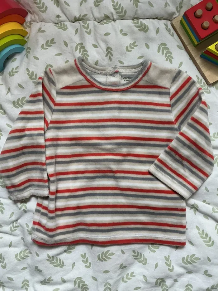pyjama 2 pièces en velours gris et orange 9 mois vertbaudet - photo numéro 4