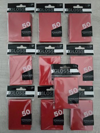 Lot de 10 paquets de 50 sleeves Ultra Pro Deck Protector Gloss Rouge 