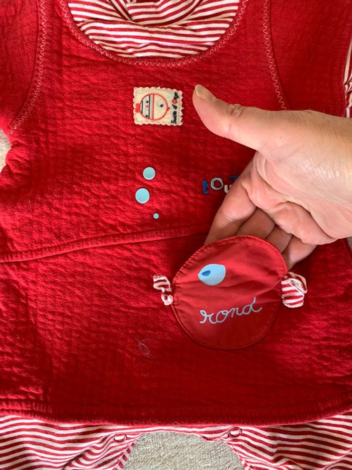Combinaison Robe Sucre d’Orge Marinière Rouge & Blanche 1M - photo numéro 3