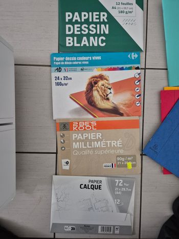 Fournitures scolaires papier dessin, millimétré