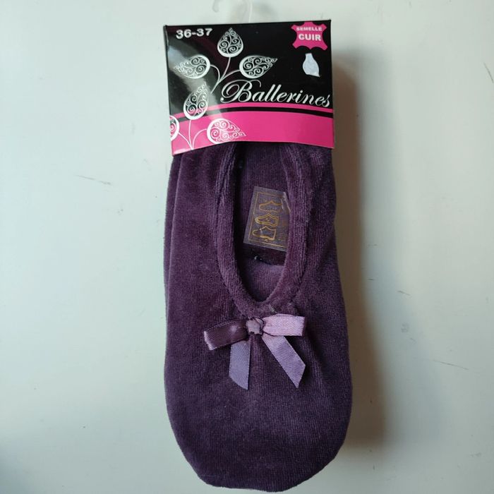 Ballerines en velours violet, très moelleuses, semelles en cuir, 36-37