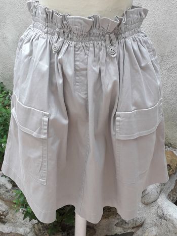 Jupe tulipe taille haute en coton épais beige