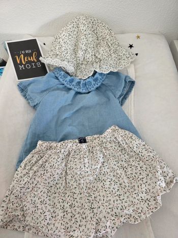 Ensemble 3 pièces bébé fille 9 mois