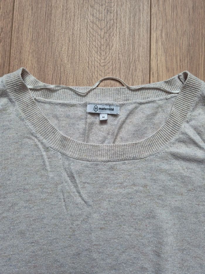 Pull grossesse beige col rond - photo numéro 3