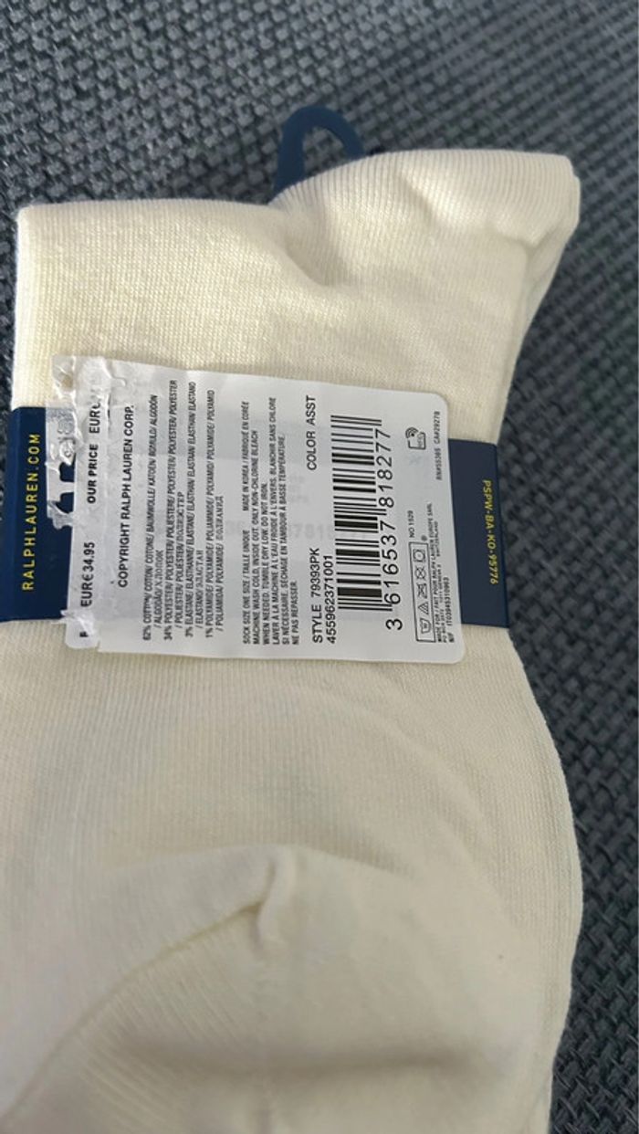 Pack de 3 paires de chaussettes Polo Ralph Lauren neuves taille unique - photo numéro 7
