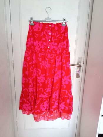 Robe bustier rouge floral Taille 7XL - 54