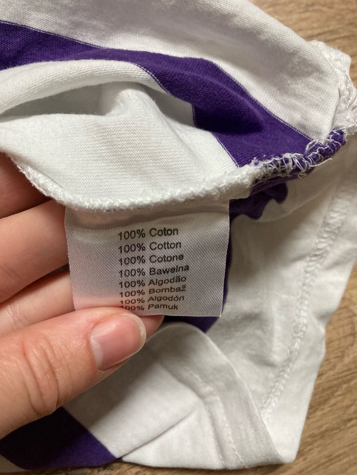 Polo blanc rayé violet - photo numéro 4
