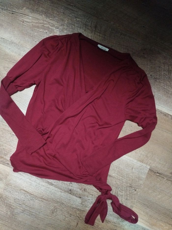 Pull fin cache cœur bordeaux Sfera taille S - photo numéro 2