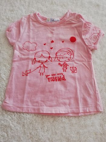 Tee shirt rose manche courte kitchoun 1 mois