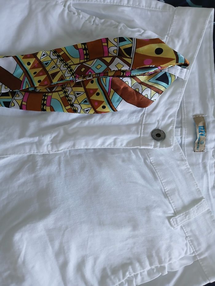 Pantalon blanc avec ceinture femme taille 36 - photo numéro 2