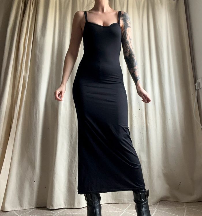 Robe slip on noire iconique vintage made in France 🇫🇷 90s Goth - Taille S - photo numéro 6
