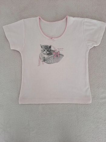 Chemisette 3 ans rose clair motif chaton
