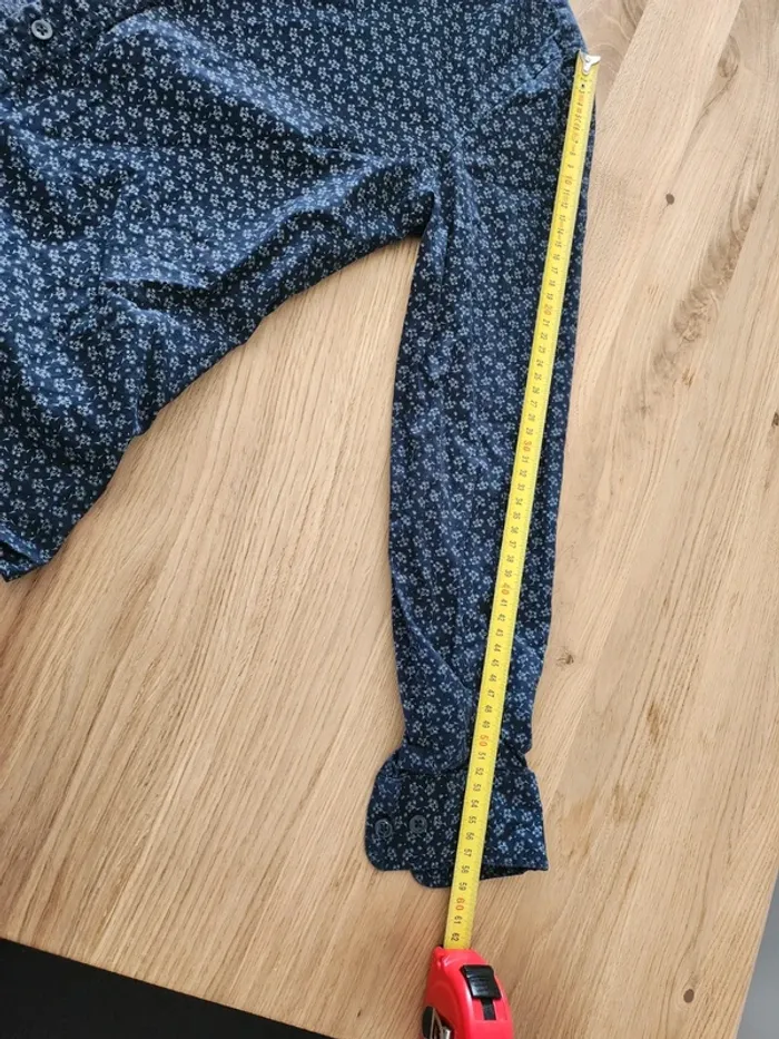 Chemise très bon état taille M LH bleue marine motifs branches coton - photo numéro 8