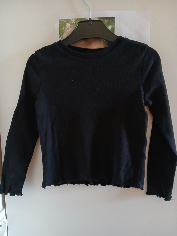 T shirt noir maille côtelée