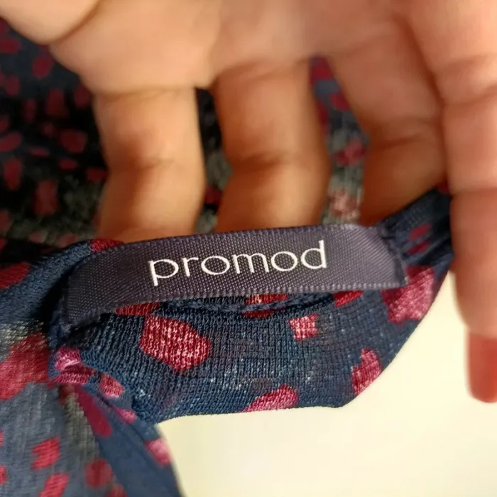 Robe bleue à motifs rouge Promod col en V - taille M robe mi-longue - A150 - photo numéro 6