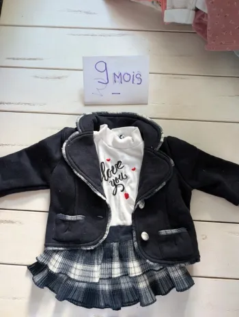 Tenue bébé fille veste et robe 9 mois