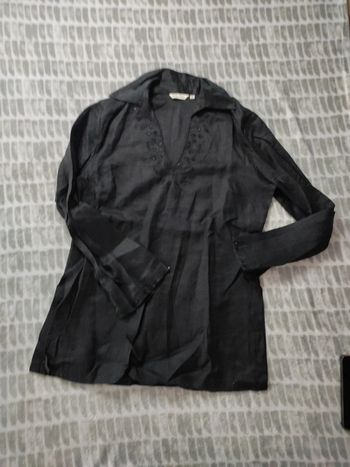 Chemise blouse tunique noir broderie perles twenty twenty taille 42