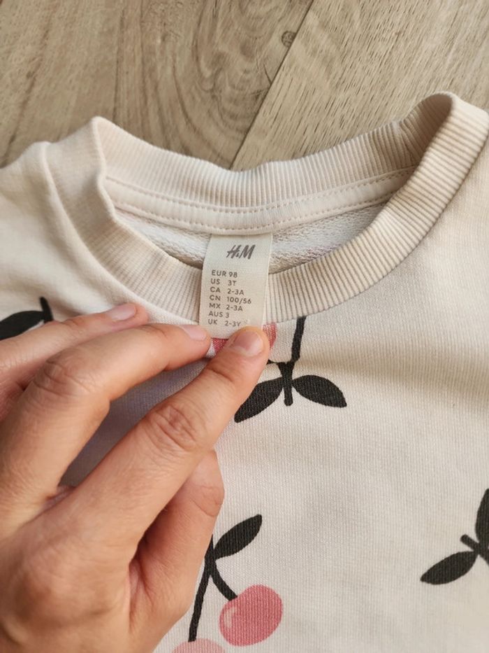 Sweat shirt leger cerises 92cm - photo numéro 3