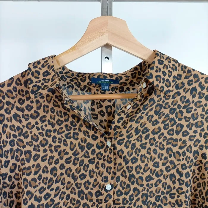 Blouse fluide léopard Kiabi Eco Conception col mao taille 42-44 A844 - photo numéro 2