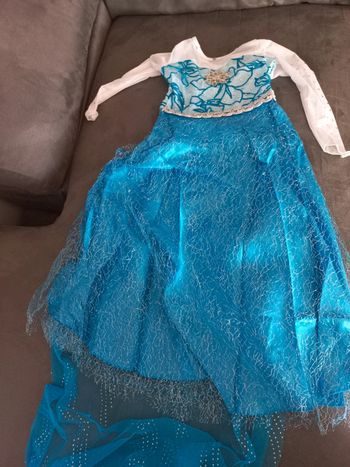 Robe déguisement elsa reine des neiges avec longue traîne 3/4 ans