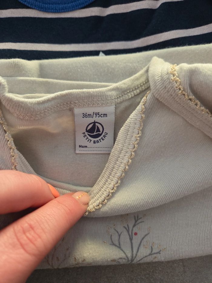 Lot 5 bodies fille manche longue bleu blanc beige motif T36mois-3ans TBE absorba petit bateau - photo numéro 2