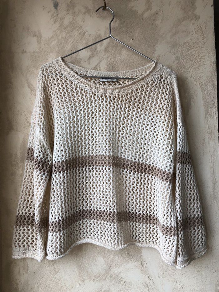 Pull ajouré Crème Stradivarius S