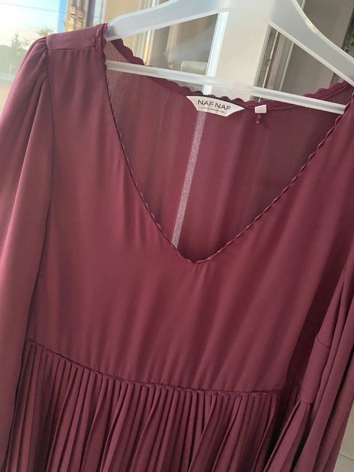 Robe plissée bordeaux Naf Naf 38 - photo numéro 7
