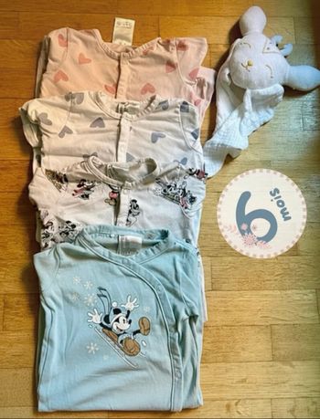 💖 Lot de 4 Pyjamas/Grenouillères H&M - Taille 4 à 6 Mois
