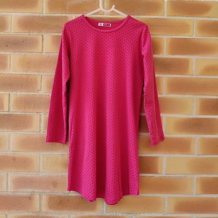 Robe à manches longues en coton rose Dpam 8 ans