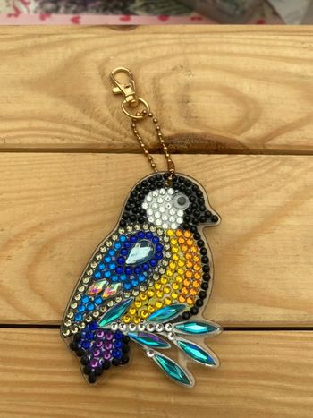 Porte clé recto/verso oiseau 🐦 en Diamond painting