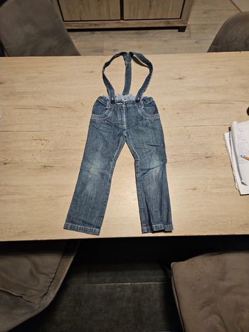 Pantalon jean s bleu à brelelles, Petit Bateau, 6 ans, nickel