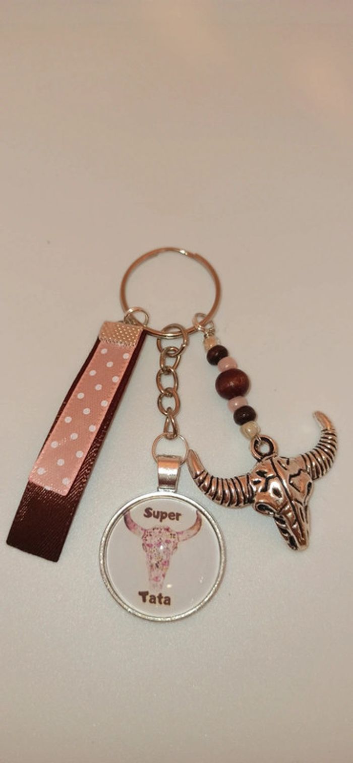 Cadeau tata,porte clé message bijoux de sac " super tata"