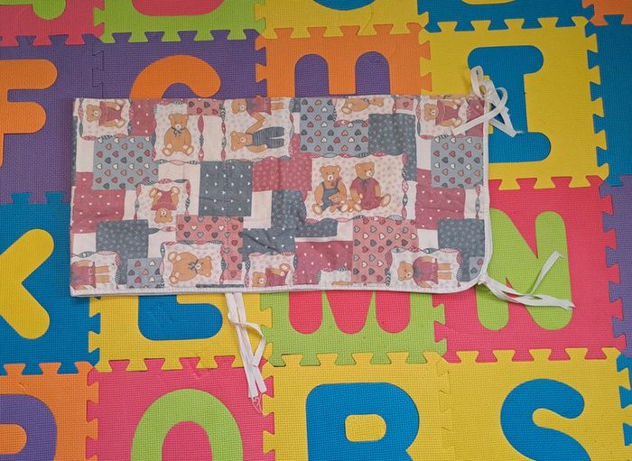 Tour de lit vintage bleu rose ours - photo numéro 3