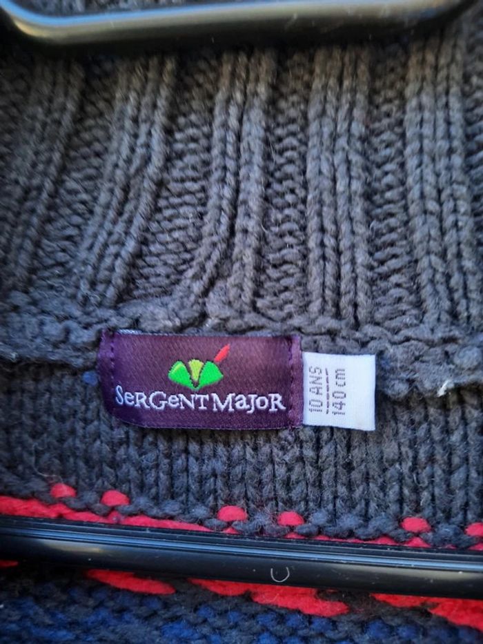 Superbe gilet long col châle, grosse maille, Sergent Major, 10 ans - photo numéro 5