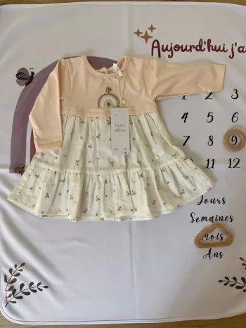 Robe mi-saison bébé fille – 9 mois / 71 cm – Orchestra 🌈