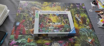 Puzzle 1500p Ravensburger "tigres au plan d'eau"