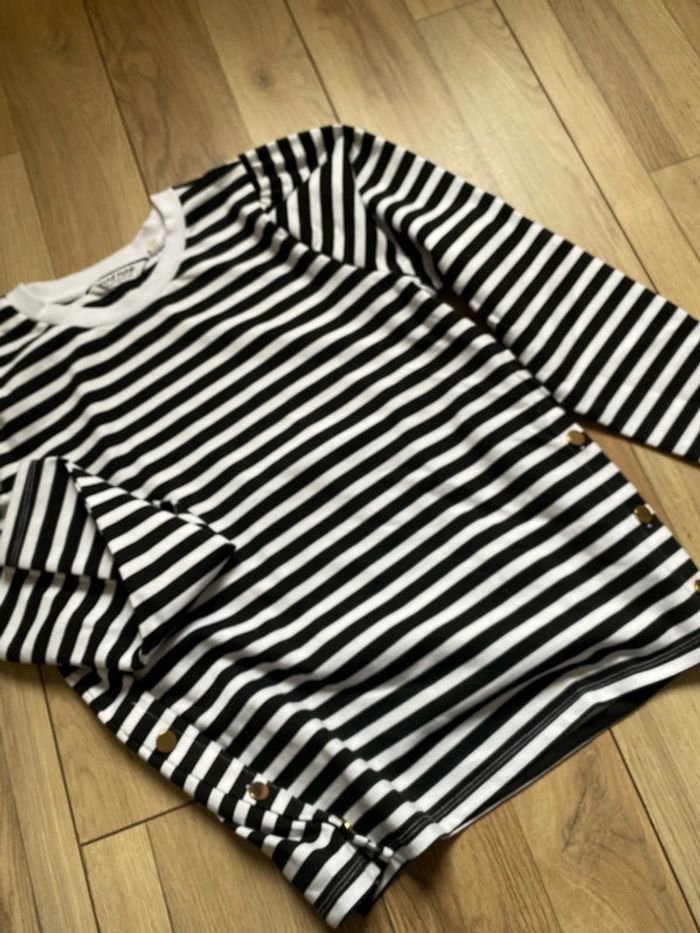 T shirt épais marinière noir blanc M - photo numéro 4