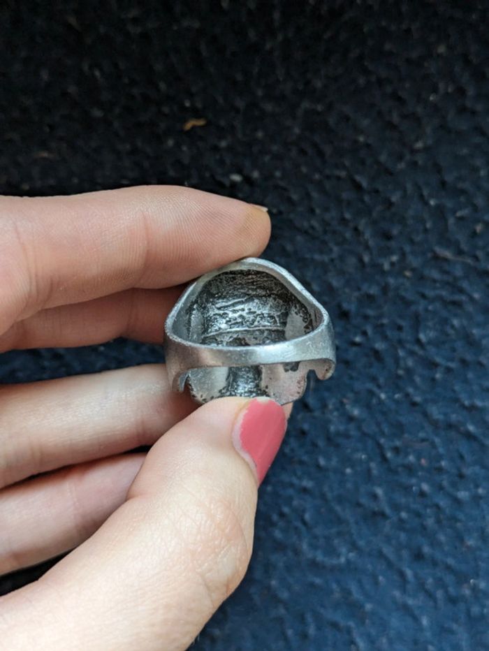 Chevalière en acier tête de mort - photo numéro 2