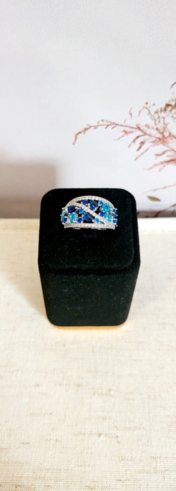 Bague multicolore bleue et argentée - photo numéro 2
