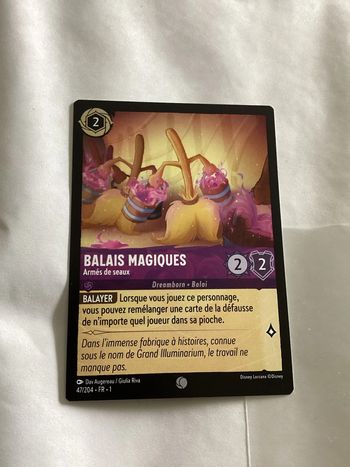 carte disney lorcana FR balais magiques armés des seaux 47/204.FR.1  Non foil première édition